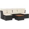 Image de vidaXL - 7-delige - Loungeset - met - kussens - poly - rattan - zwart