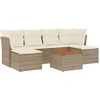 Image de vidaXL - 7-delige - Loungeset - met - kussens - poly - rattan - beige
