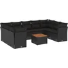 Image de vidaXL - 10-delige - Loungeset - met - kussens - poly - rattan - zwart