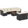 Image de vidaXL - 10-delige - Loungeset - met - kussens - poly - rattan - zwart