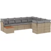 Image de vidaXL - 10-delige - Loungeset - met - kussens - poly - rattan - gemengd - beige