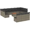 Image de vidaXL - 14-delige - Loungeset - met - kussens - poly - rattan - grijs