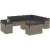 Image de vidaXL - 14-delige - Loungeset - met - kussens - poly - rattan - grijs