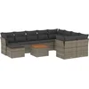 Image de vidaXL - 11-delige - Loungeset - met - kussens - poly - rattan - grijs
