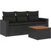 Image de vidaXL - 4-delige - Loungeset - met - kussens - poly - rattan - zwart