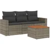 Image de vidaXL - 4-delige - Loungeset - met - kussens - poly - rattan - grijs