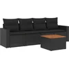 Image de vidaXL - 5-delige - Loungeset - met - kussens - poly - rattan - zwart