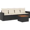 Image de vidaXL - 5-delige - Loungeset - met - kussens - poly - rattan - zwart