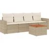 Image de vidaXL - 5-delige - Loungeset - met - kussens - poly - rattan - beige