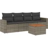 Image de vidaXL - 5-delige - Loungeset - met - kussens - poly - rattan - grijs