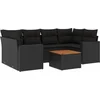 Image de vidaXL - 7-delige - Loungeset - met - kussens - poly - rattan - zwart