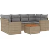 Image de vidaXL - 7-delige - Loungeset - met - kussens - poly - rattan - gemengd - beige