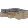 Image de vidaXL - 9-delige - Loungeset - met - kussens - poly - rattan - gemengd - beige