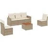 Image de vidaXL - 6-delige - Loungeset - met - kussens - poly - rattan - beige