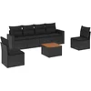 Image de vidaXL - 7-delige - Loungeset - met - kussens - poly - rattan - zwart