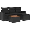 Image de vidaXL - 5-delige - Loungeset - met - kussens - poly - rattan - zwart