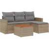 Image de vidaXL - 5-delige - Loungeset - met - kussens - poly - rattan - gemengd - beige