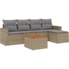 Image de vidaXL - 6-delige - Loungeset - met - kussens - poly - rattan - gemengd - beige