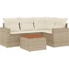 Image de vidaXL - 5-delige - Loungeset - met - kussens - poly - rattan - beige