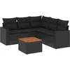 Image de vidaXL - 6-delige - Loungeset - met - kussens - poly - rattan - zwart