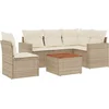 Image de vidaXL - 6-delige - Loungeset - met - kussens - poly - rattan - beige