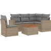 Image de vidaXL - 6-delige - Loungeset - met - kussens - poly - rattan - gemengd - beige