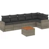 Image de vidaXL - 7-delige - Loungeset - met - kussens - poly - rattan - grijs