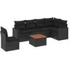Image de vidaXL - 7-delige - Loungeset - met - kussens - poly - rattan - zwart