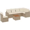Image de vidaXL - 7-delige - Loungeset - met - kussens - poly - rattan - beige