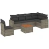 Image de vidaXL - 7-delige - Loungeset - met - kussens - poly - rattan - grijs