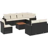 Image de vidaXL - 9-delige - Loungeset - met - kussens - poly - rattan - zwart