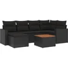Image de vidaXL - 7-delige - Loungeset - met - kussens - poly - rattan - zwart
