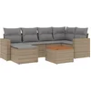 Image de vidaXL - 7-delige - Loungeset - met - kussens - poly - rattan - gemengd - beige