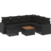 Image de vidaXL - 8-delige - Loungeset - met - kussens - poly - rattan - zwart