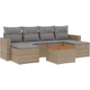 Image de vidaXL - 7-delige - Loungeset - met - kussens - poly - rattan - gemengd - beige