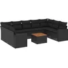 Image de vidaXL - 10-delige - Loungeset - met - kussens - poly - rattan - zwart