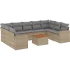 Image de vidaXL - 10-delige - Loungeset - met - kussens - poly - rattan - gemengd - beige