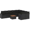 Image de vidaXL - 10-delige - Loungeset - met - kussens - poly - rattan - zwart