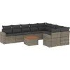 Image de vidaXL - 10-delige - Loungeset - met - kussens - poly - rattan - grijs