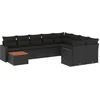 Image de vidaXL - 10-delige - Loungeset - met - kussens - poly - rattan - zwart