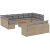 Image de vidaXL - 14-delige - Loungeset - met - kussens - poly - rattan - gemengd - beige
