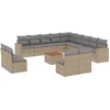 Image de vidaXL - 14-delige - Loungeset - met - kussens - poly - rattan - gemengd - beige