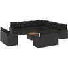 Image de vidaXL - 14-delige - Loungeset - met - kussens - poly - rattan - zwart