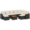 Image de vidaXL - 10-delige - Loungeset - met - kussens - poly - rattan - zwart