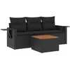 Image de vidaXL - 4-delige - Loungeset - met - kussens - poly - rattan - zwart