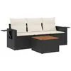 Image de vidaXL - 4-delige - Loungeset - met - kussens - poly - rattan - zwart