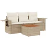 Image de vidaXL - 4-delige - Loungeset - met - kussens - poly - rattan - beige