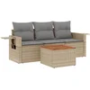 Image de vidaXL - 4-delige - Loungeset - met - kussens - poly - rattan - gemengd - beige