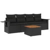 Image de vidaXL - 5-delige - Loungeset - met - kussens - poly - rattan - zwart