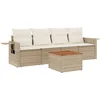 Image de vidaXL - 5-delige - Loungeset - met - kussens - poly - rattan - beige